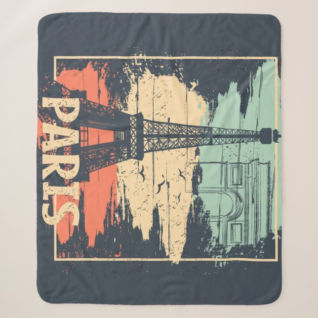 Paris typography: abstract Eiffel poster. Sherpa Blanket (Front)