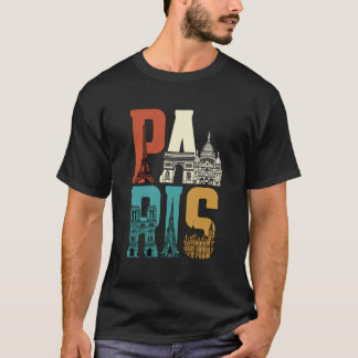 Paris Typography Art | Vintage Parisian Landmarks  T-Shirt
