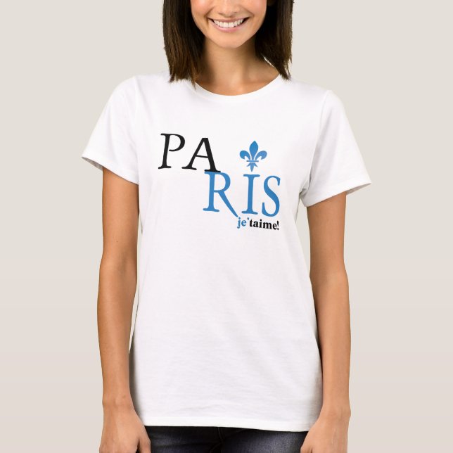 Paris Typography Fleur Du Lis T-Shirt (Front)