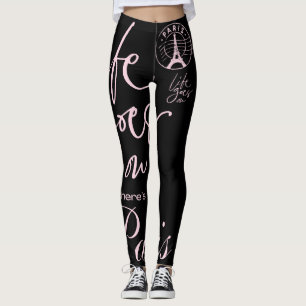 Paris typography pattern funky retro  leggings