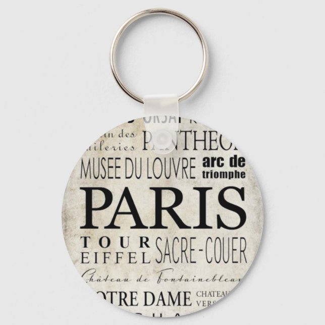 Paris Typography - Subway Style Key Ring (Front)