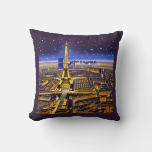 Paris Under a Purple Starry Sky Cushion
