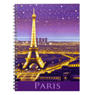 Paris Under a Purple Starry Sky Notebook