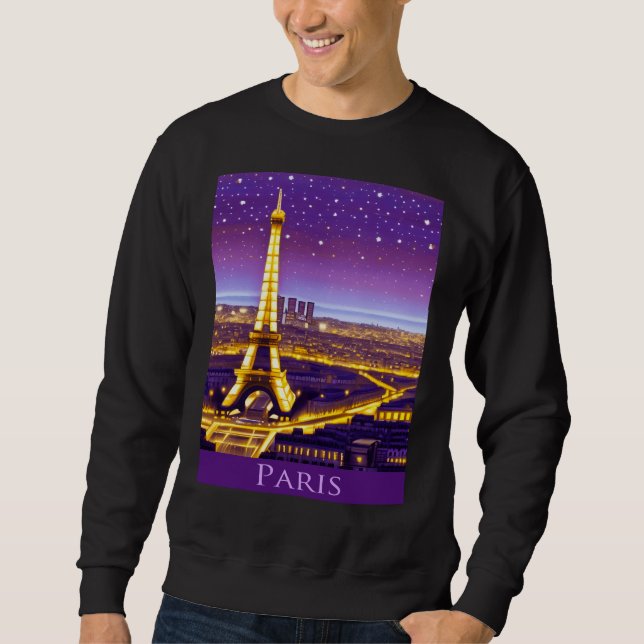 Paris Under a Purple Starry Sky Sweatshirt (Front)