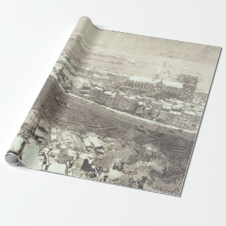 PARIS UNDER SNOW Vintage Christmas Wrapping Paper