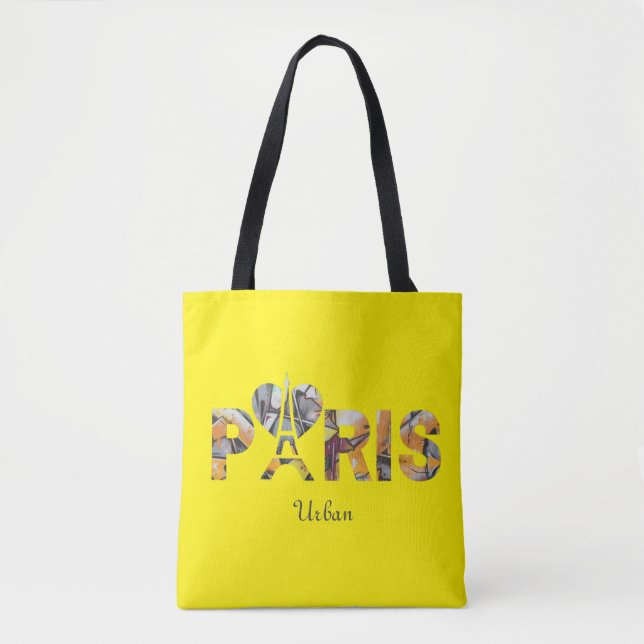 Paris Urban Art Tote Bag – Eiffel Tower Typography (Front)