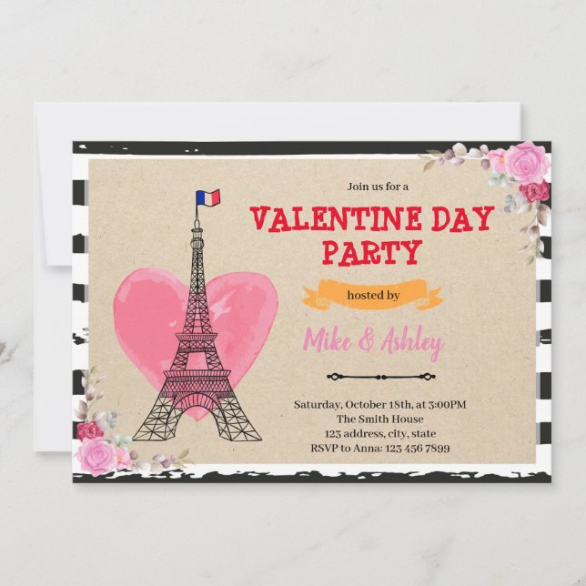 Paris valentine galentine's day invitation (Front)