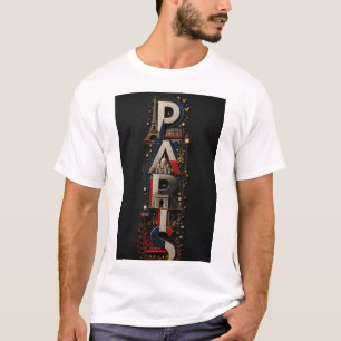 Paris – Vertical 3D Micro Mosaic with French Colou T-Shirt