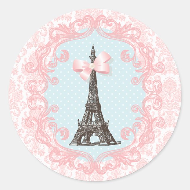 Paris Vintage Classic Round Sticker (Front)