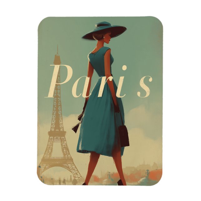 Paris vintage fashion magnet (Vertical)