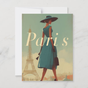 Paris vintage fashion postcard