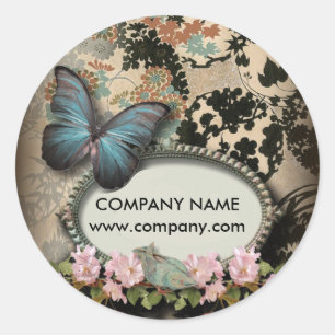 Paris vintage floral butterfly SPA beauty salon Classic Round Sticker
