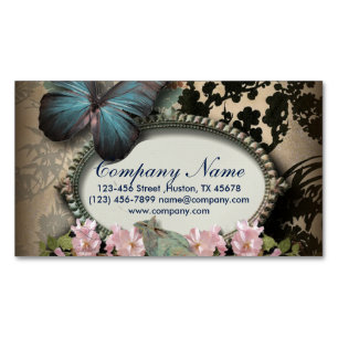 Paris vintage floral butterfly SPA beauty salon Magnetic Business Card