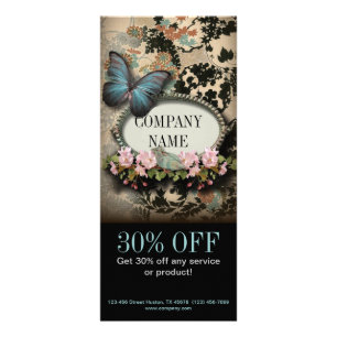 Paris vintage floral butterfly SPA beauty salon Rack Card