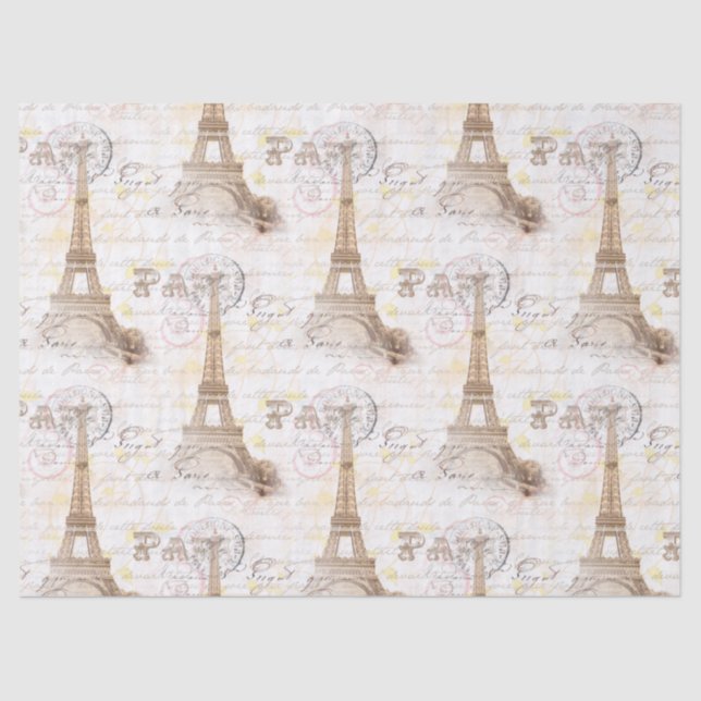 Paris Vintage French Writing Pink Tissue Paper (Front)