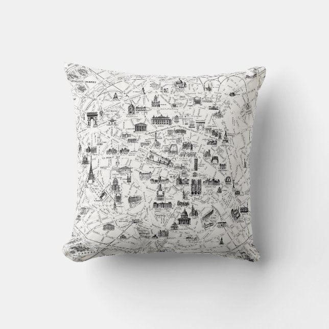 Paris Vintage Map Cushion (Front)