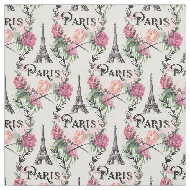 Paris Vintage Pink Roses Fabric (Swatch)