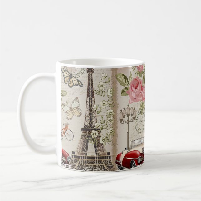 Paris vintage postcard. coffee mug (Left)