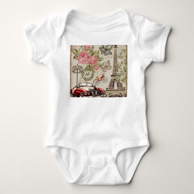 Paris Vintage: Postcard Style Baby Bodysuit (Front)