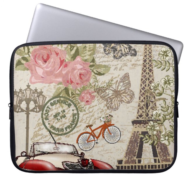 Paris Vintage: Postcard Style Laptop Sleeve (Front)