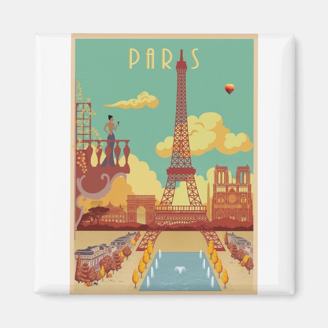 Paris vintage poster magnet (Front)