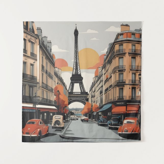 Paris vintage poster tapestry (Front)