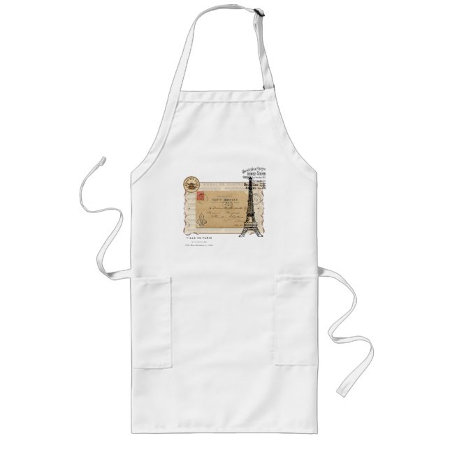 Paris Vintage Shabby Chic Eiffel Tower Long Apron (Front)