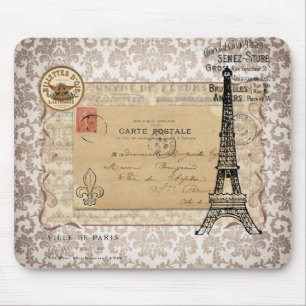 Paris Vintage Shabby Chic Eiffel Tower Mouse Pad