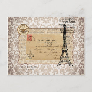 Paris Vintage Shabby Chic Eiffel Tower Postcard