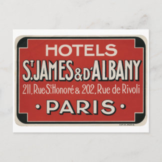 Paris Vintage Travel Luggage Label Postcard