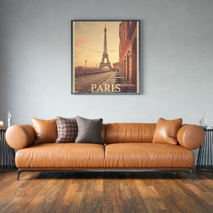 Paris Vintage Travel Pastel Eiffel Tower Poster