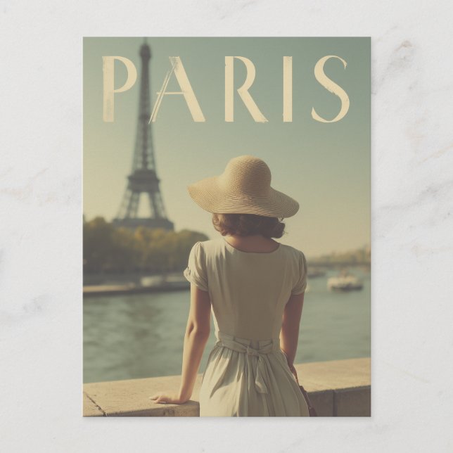 Paris vintage travel postcard (Front)