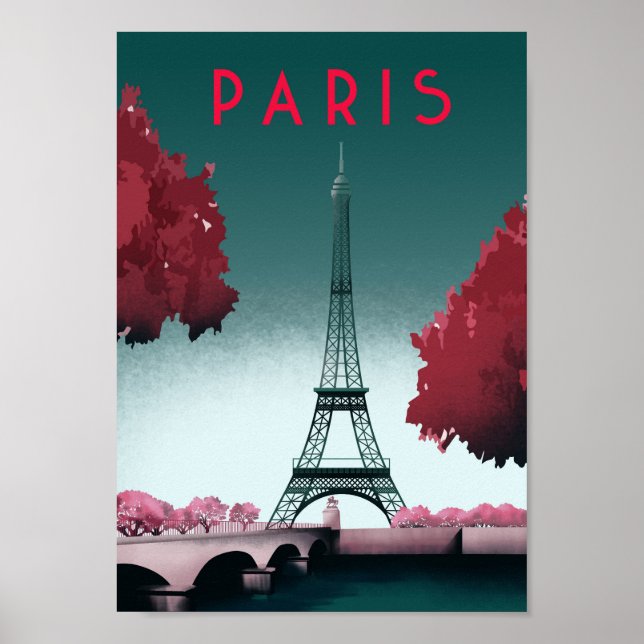 Paris | Vintage Travel Poster | Enhanced Matte Pap (Front)