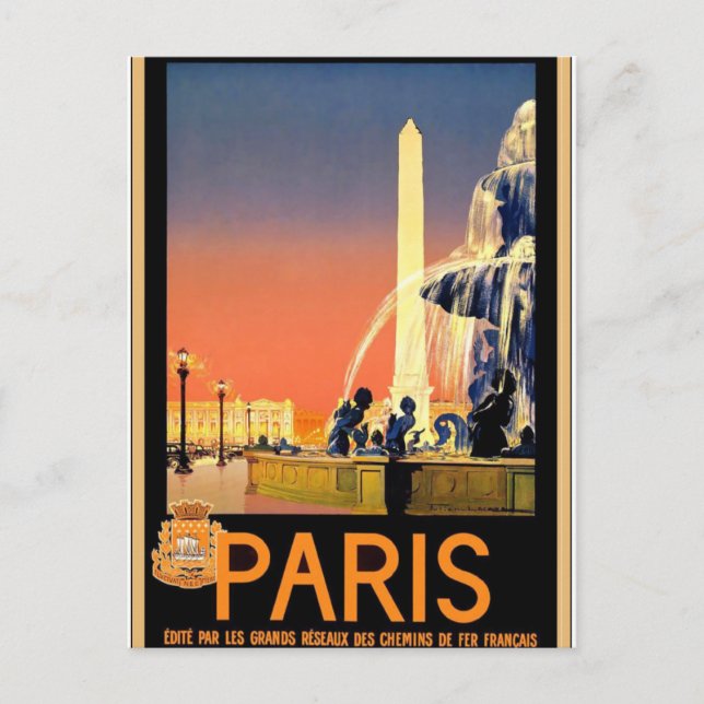 Paris vintage travel poster postcard (Front)