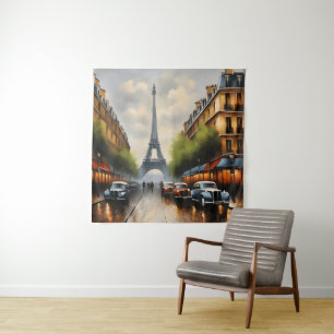 Paris vintage watercolor painting tapestry