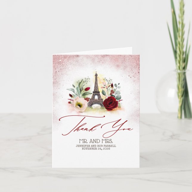 Paris Vintage Wedding Thank You (Front)