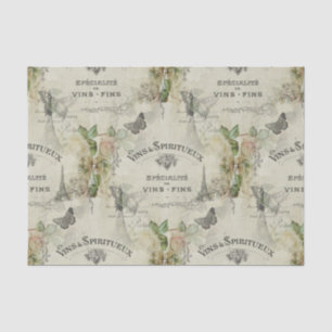 Paris Vintage Wine and Roses Tissue Paper