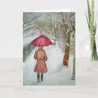 Paris Walk in the Snow Holiday Card