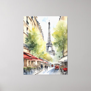 Paris watercolor art canvas print