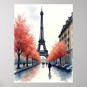 Paris watercolor art poster