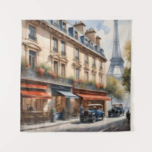 Paris watercolor painting tapestry