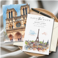 Paris Watercolor Skyline Save the Date