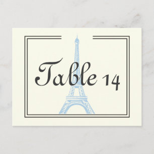 Paris wedding blue Eiffel Tower ivory table number Postcard