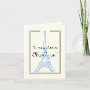 Paris wedding blue Eiffel Tower ivory Thank You Card
