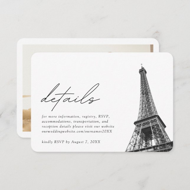 Paris Wedding Details Enclosure Card (Front/Back)