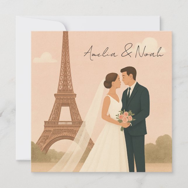 Paris Wedding Invitation | Elegant Eiffel Tower  (Front)