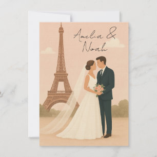 Paris Wedding Invitation Elegant Eiffel Tower