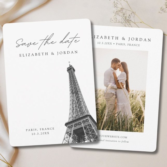 Paris Wedding Minimalist Save the Date Invitation (Paris Wedding Minimalist Save the Date Invitation)