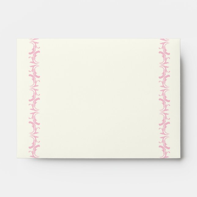 Paris wedding pink Eiffel Tower on ivory envelope (Front)