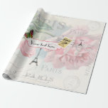 Paris Wedding Vintage Shabby-Chic Pink Rose Custom Wrapping Paper<br><div class="desc">Paris theme Wedding Party Pack ready to be customised to your event specifics. See the full range of matching products in this exclusive set and more here... </div>